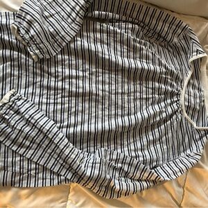 Lands' End Navy and White Striped Shirt